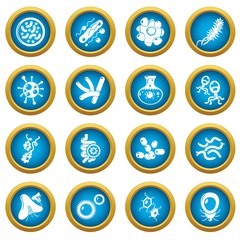 Virus bacteria icons set. Simple illustration of 16 virus bacteria vector icons for web