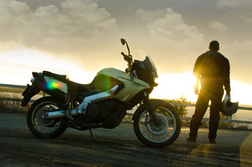 Fototapeta premium motorbike ride on the road