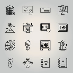 Outline business 16 vector icons set. 16 icons page symbol for your web site design. logo, app, ui, illustration, eps10