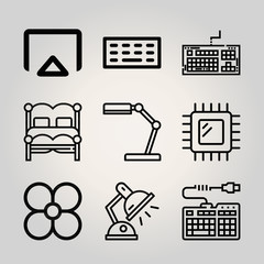 Outline technology 9 vector icons set. 9 icons page symbol for your web site design. logo, app, ui, illustration, eps10