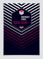 Design template for flyer, booklet, greeting card, invitation and advertising. Geometric line pattern vector abstract advertising art. Minimalistic brochure design. A4 print format.