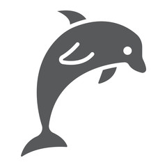 Dolphin glyph icon, animal and underwater