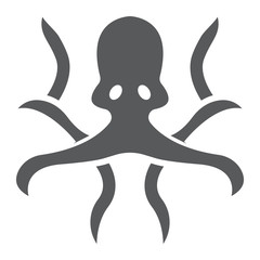 Octopus glyph icon, animal and underwater