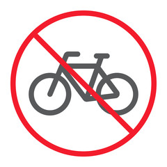 No bicycle line icon, prohibition and forbidden