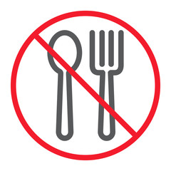 No Eating line icon, prohibition and forbidden
