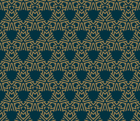 Abstract seamless pattern, Vector seamless pattern. Repeating geometric ornament . luxury gold blue color