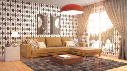 Obraz na płótnie Canvas Interior living room. 3d illustration