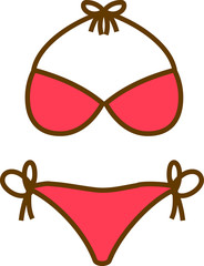 Fototapeta premium Warm color Bikini Swimwear illustration