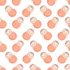 Cute Baby Vector seamless pattern with roly-poly