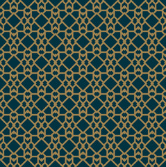 Abstract seamless pattern, Vector seamless pattern. Repeating geometric ornament . luxury gold blue color