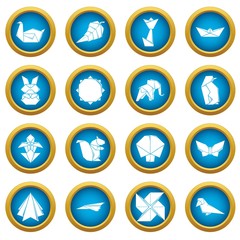 Origami icons set. Simple illustration of 16 origami vector icons for web