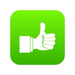 Thumb up gesture icon digital green for any design isolated on white vector illustration