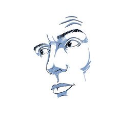 Vector art drawing, portrait of man blaming somebody, this is no good. Facial expressions, people emotions.