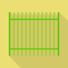 Green metal fence icon. Flat illustration of green metal fence vector icon for web design