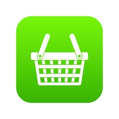 Shopping basket icon digital green for any design isolated on white vector illustration