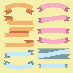 Obraz premium Vector set of ribbons. Banners in flat design