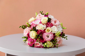 Beautiful bouquet with pink roses