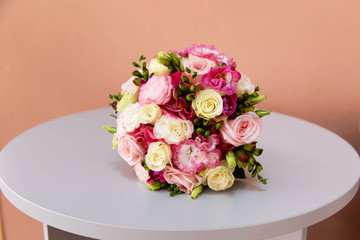 Beautiful bouquet with pink roses