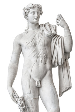 Statue of naked beautiful Apollo isolated at white background