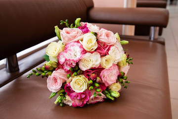 Beautiful bouquet with pink roses