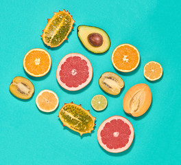 Tropical Fruits Vegan Set. Organic Food Concept