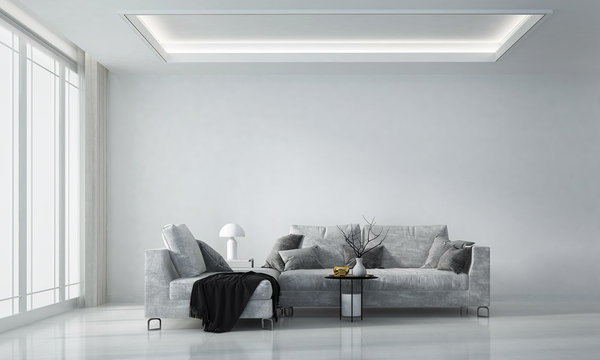The interior design idea concept of modern luxury living room and wall texture background / 3D rendering 