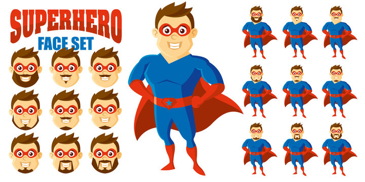 Superhero Face Set Cartoon character