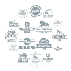 Building vehicles logo icons set. Simple illustration of 16 building vehicles logo vector icons for web