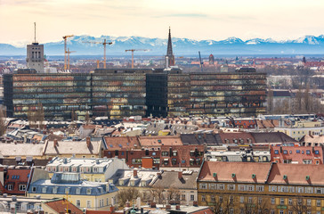 Aerial view over the city of Munich