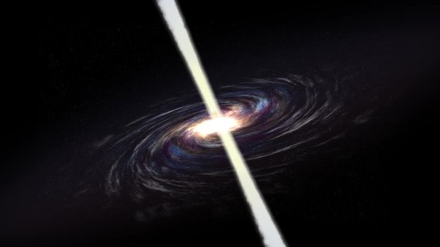 Rotating galaxy with material rejection from the core. 