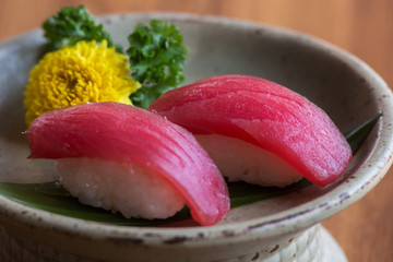 Close up Tuna sushi. japanese food