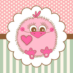 Naklejka premium Cute bird girl on background 