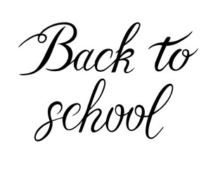 The inscription "Back to school" lettering, calligraphy, black and white vector illustration