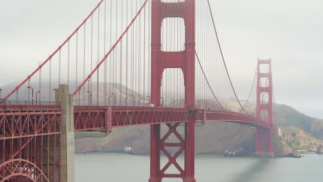 Foggy, misty golden Gate bridge - August 2017: San Francisco, California, US