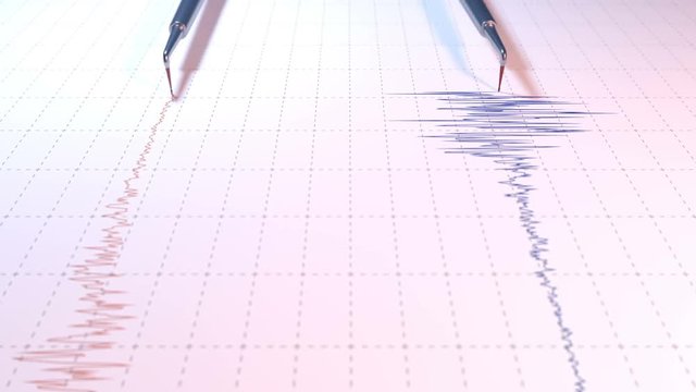 Close View Of A Seismograph With Two Arrows.