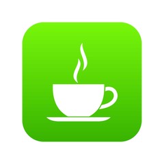 Cup of hot drink icon digital green for any design isolated on white vector illustration