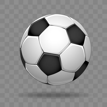 Soccer ball isolated on transparent background, vector illustration