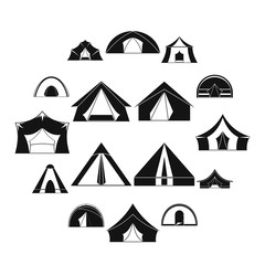 Tent forms icons set. Simple illustration of 16 tent forms vector icons for web