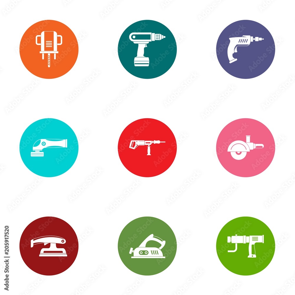 Poster operating tool icons set. flat set of 9 operating tool vector icons for web isolated on white backgr