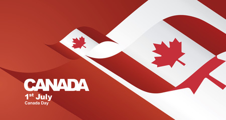 Canada Day flag ribbon landscape background