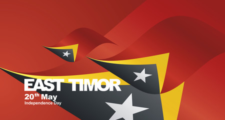 East Timor Independence Day flag ribbon landscape background