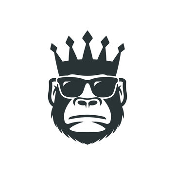 Cool monkey in sunglasses and crown.