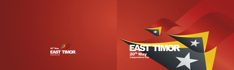 Independence Day East Timor flag ribbon two fold landscape background