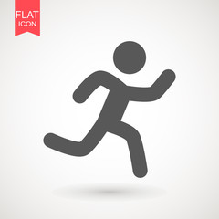 Fototapeta na wymiar Running Man vector icon. Runner stick figure icon. Vector illustration. Illustration style is flat iconic black symbol on a white background