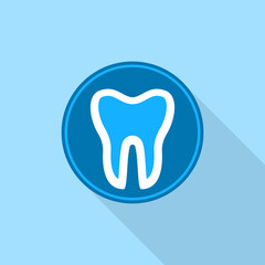 Tooth in round circle logo icon. Flat illustration of tooth in round circle vector logo icon for web design