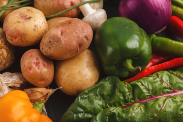 Heap of fresh vegetables background