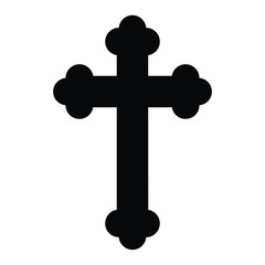 A black and white silhouette of a cross