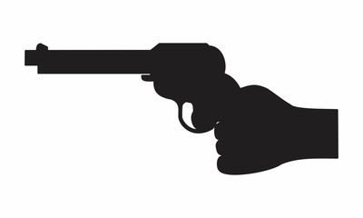 Hand and gun dark silhouette
