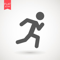 Running Man vector icon. Runner stick figure icon. Vector illustration. Illustration style is flat iconic black symbol on a white background