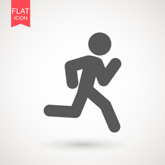 Running Man vector icon. Runner stick figure icon. Vector illustration. Illustration style is flat iconic black symbol on a white background